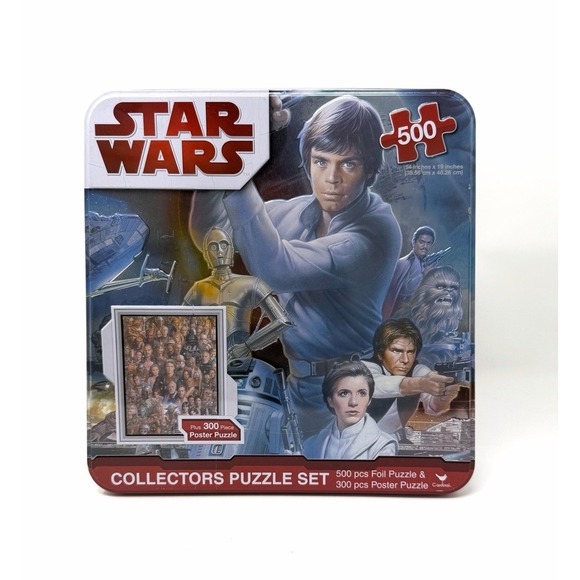 Cardinal Other - Star Wars Collectors Puzzle Set Tin 500 Pc Foil Puzzle Missing 2 Pieces + 300